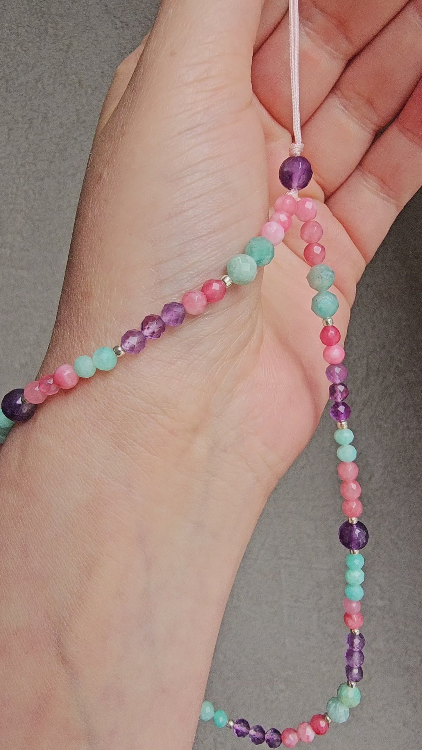 Feminine crystal fidget charm with calming energy stones – handmade