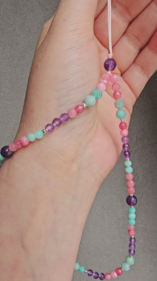 Feminine crystal fidget charm with calming energy stones – handmade