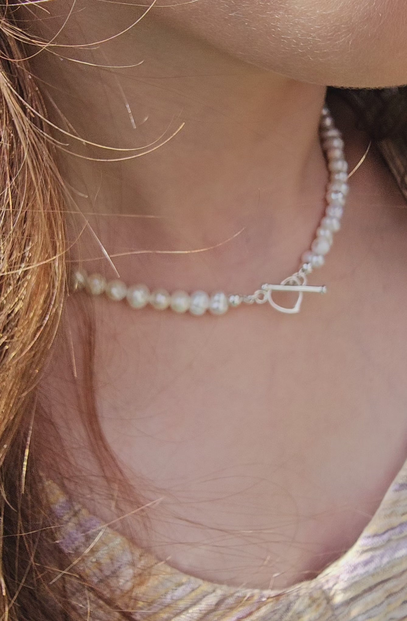 Elegant pearl choker necklace made in Ireland with natural 5–6mm pearls