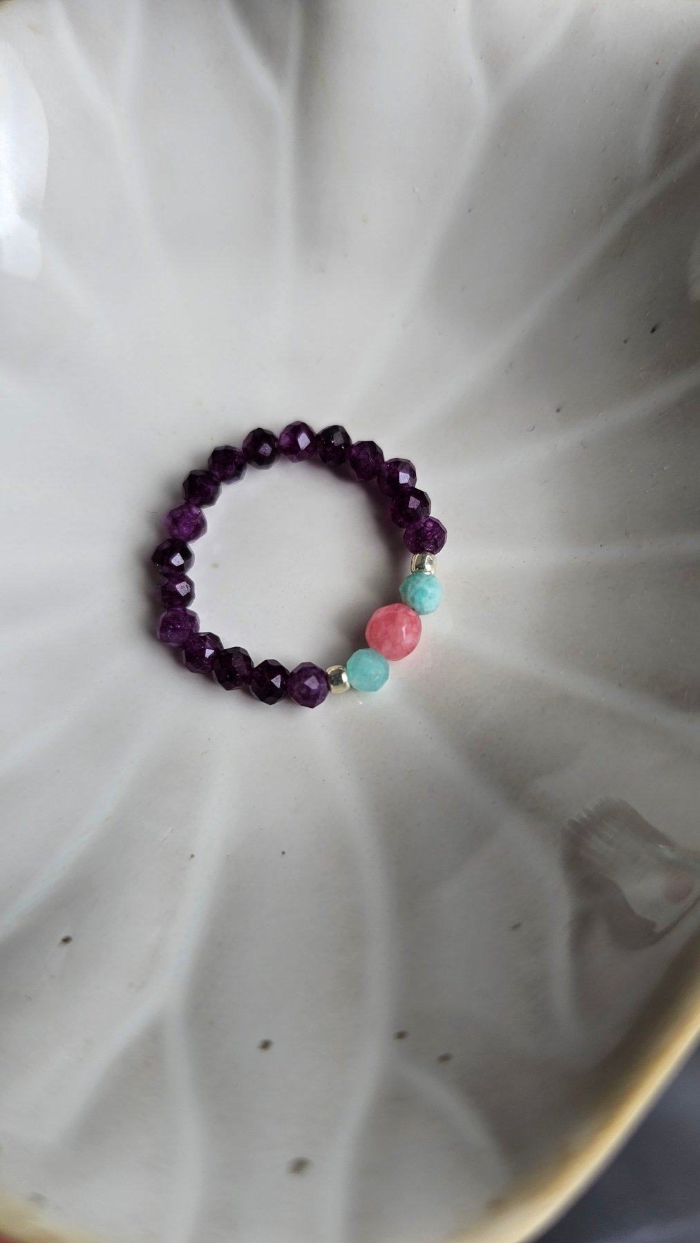 Rose Mist Stretch Ring - Amethyst - Amazonite - Chalcedony - BellishRose Mist Stretch Ring - Amethyst - Amazonite - Chalcedony