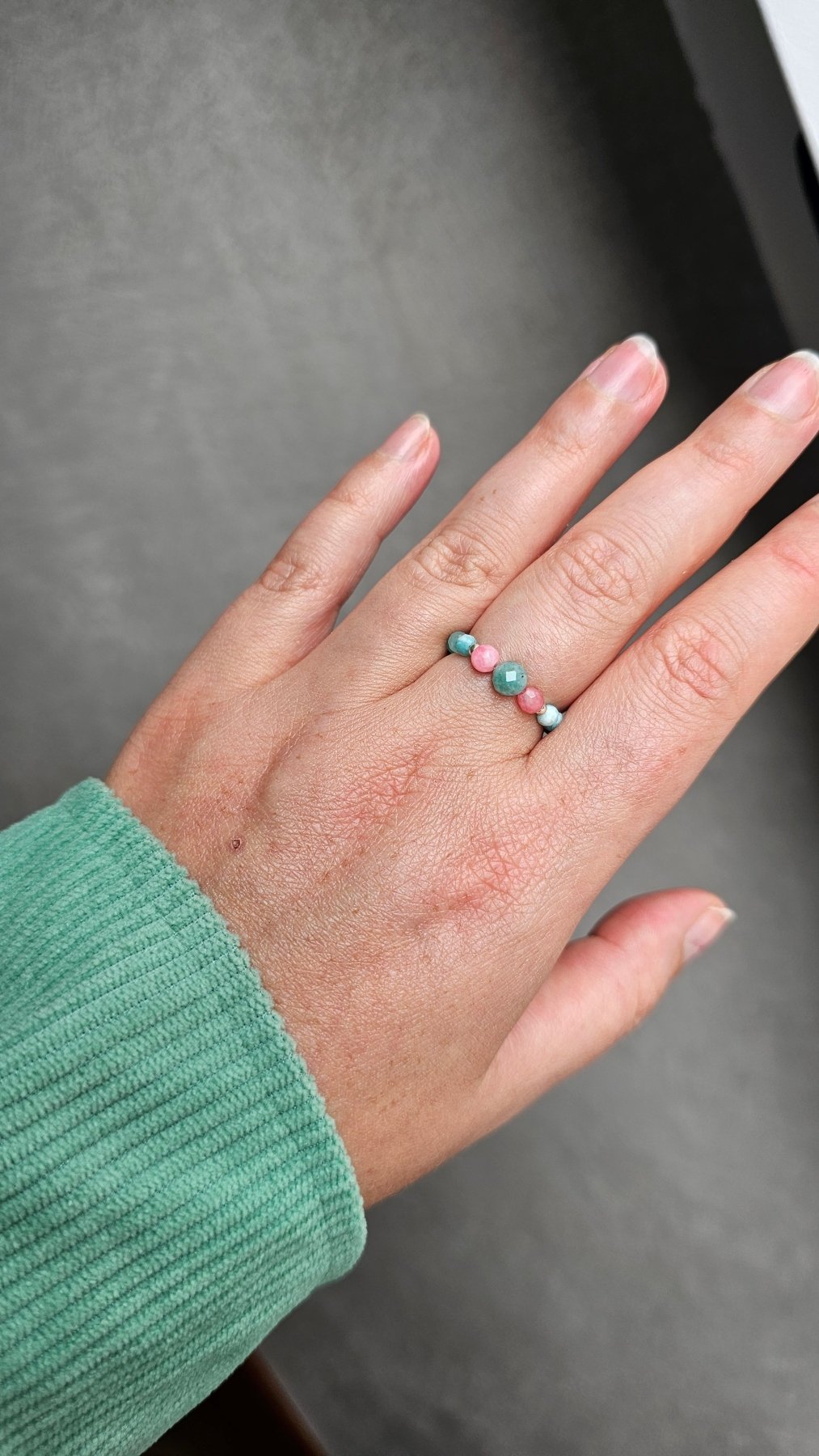 Serenity Glow Elastic Ring - Amethyst - Amazonite - Chalcedony - BellishSerenity Glow Elastic Ring - Amethyst - Amazonite - Chalcedony